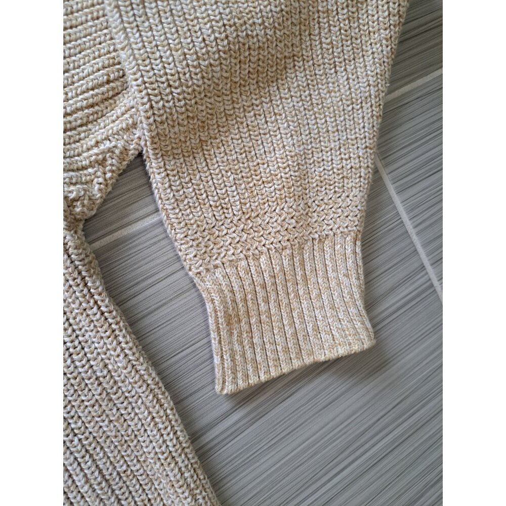 Ashley Knit Shawl Collar Sweater Beige Men's Size Large Made In USA Preppy - Picture 4 of 10